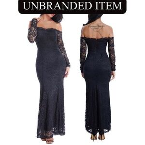 Floral Lace Long Sleeve Off Shoulder Mermaid Dress, NWOT